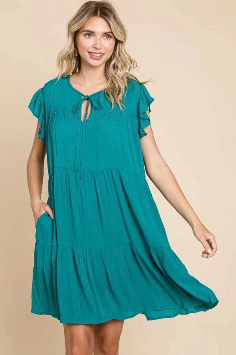Culture Code Ruffle Cap Sleeve Tiered Dress - Brittney MADE