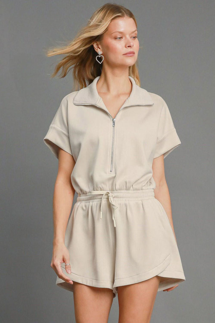 Umgee Full Size Half Sleeve Dolman Sleeved Romper Plus Size - Brittney MADE