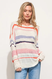 And The Why Abstract Striped Light Weight Loose Sweater - Brittney MADE