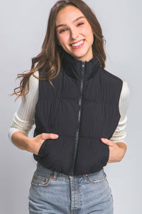 Love Tree Zip Up Turtleneck Cropped Vest Coat - Brittney MADE
