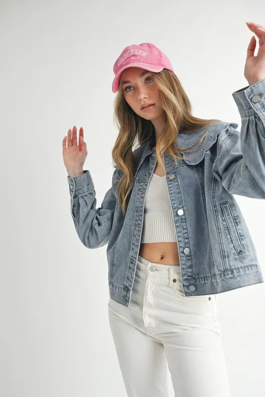 MABLE Scallop Peter Pan Collar Denim Jacket - Brittney MADE