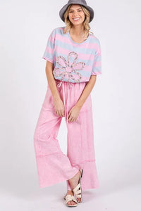 SAGE + FIG Mineral Washed Terry Wide Leg Pants - Brittney MADE
