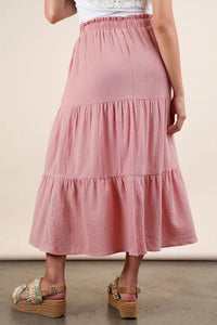 VERY J Elastic Waist Tiered Maxi Skirt - Brittney MADE