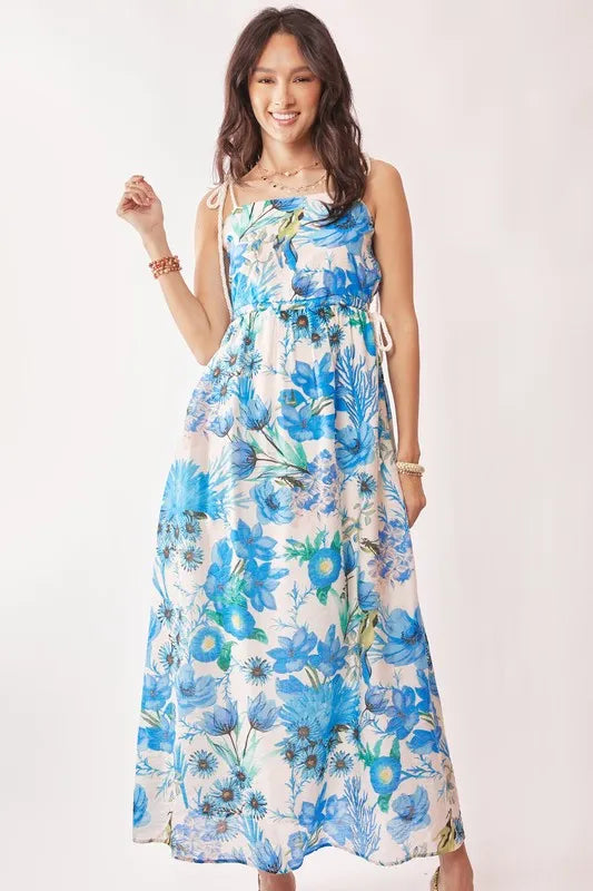 Davi & Dani Tropical Boho Printed Detail Cut Out Maxi Dress - Brittney MADE