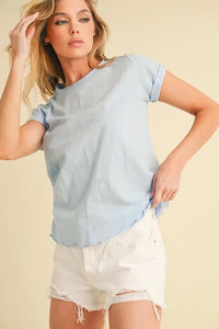 Aemi + Co Lettuce Edge Round Neck Short Sleeve T-Shirt - Brittney MADE