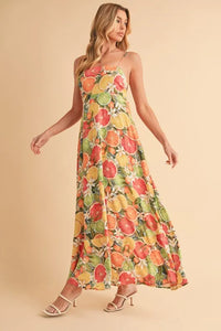 Aemi + Co Fruit Print Square Neck Maxi Cami Dress - Brittney MADE
