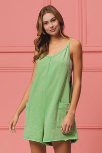 BiBi Vintage Washed V-Neck Overalls with Pockets - Brittney MADE