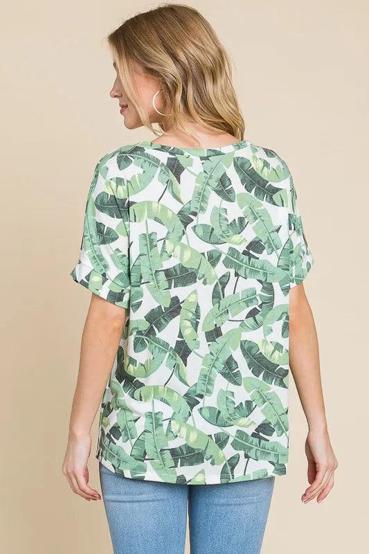 BOMBOM Lightweight Printed Round Neck Short Sleeve T-Shirt - Brittney MADE