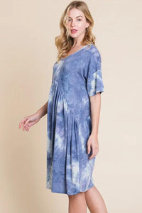 BOMBOM Tie-Dye V-Neck Half Sleeve Dress - Brittney MADE