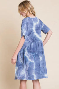 BOMBOM Tie-Dye V-Neck Half Sleeve Dress - Brittney MADE