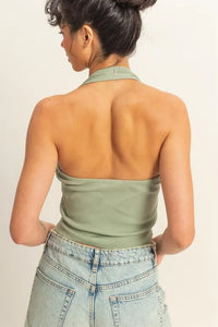 HYFVE Halter Neck Buttoned Washed Top - Brittney MADE