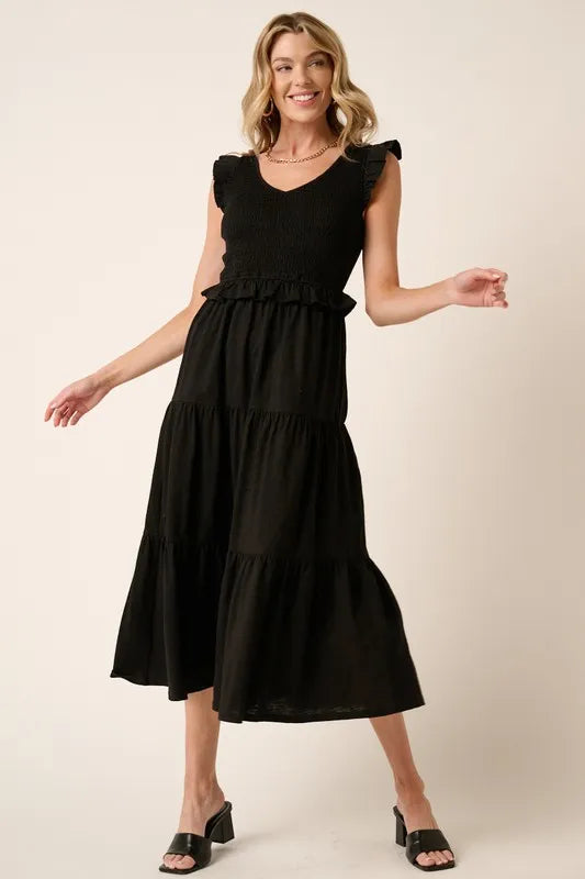Mittoshop Smocked Ruffled Tiered Midi Dress - Brittney MADE