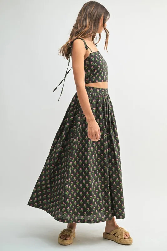 MABLE Floral Crop Top and Skirt Set - Brittney MADE