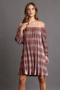 Umgee Off-Shoulder Balloon Sleeve Velvet Mini Dress - Brittney MADE