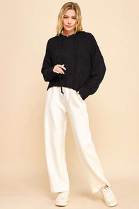 Davi & Dani Drop Shoulder Long Sleeve Hooded Sweater - Brittney MADE