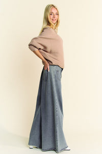 Davi & Dani Round Neck Batwing Sleeve Sweater - Brittney MADE
