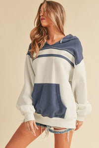 Aemi + Co Color Block Drop Shoulder Hoodie with Kangaroo Pocket - Brittney MADE