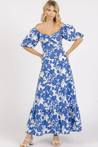 Mittoshop Cutout Back Floral Sweetheart Neck Puff Sleeve Dress - Brittney MADE