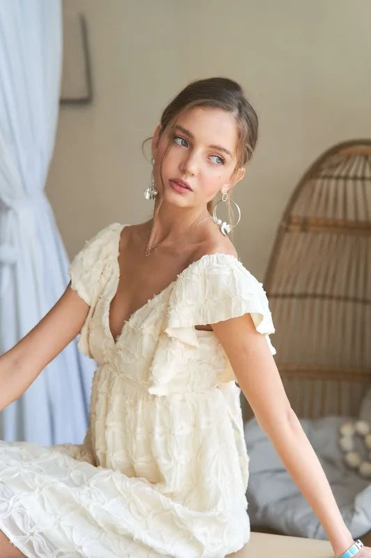 ADORA Tie Back V-Neck Ruffle Sleeve Dress - Brittney MADE