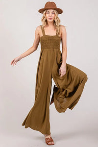 SAGE+FIG Smocked Flowy Wide Leg Jumpsuit - Brittney MADE