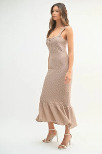 MABLE Ruffled Hem Sleeveless Crochet Knit Midi Dress - Brittney MADE