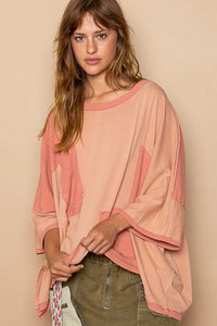 POL Frayed Edge Patchwork Oversized T-Shirt - Brittney MADE
