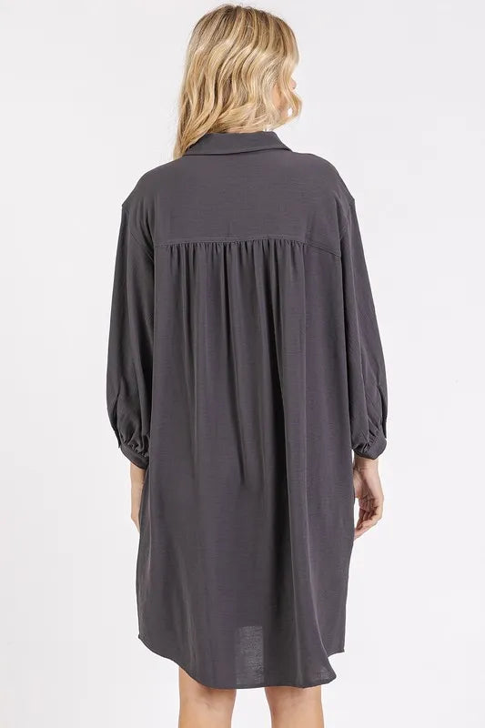 Mittoshop Airflow 3/4 Sleeve Buttoned Shirt Mini Dress - Brittney MADE