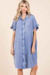 Mittoshop Mineral Wash Cotton Gauze Mini Shirt Dress - Brittney MADE