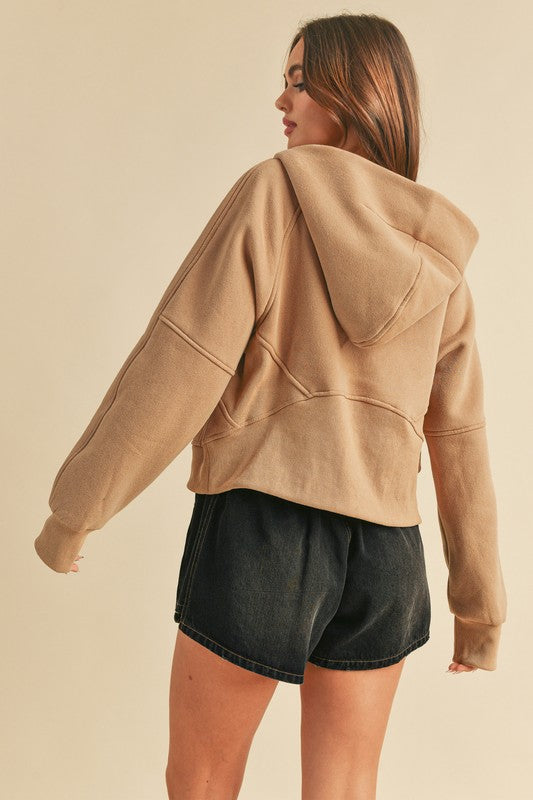Aemi + Co Half Zip Raglan Sleeve Hoodie with Kangaroo Pocket - Brittney MADE