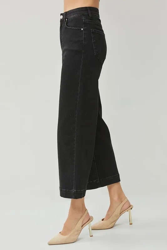 RISEN Full Size High Rise Wide Leg Ankle Jeans Plus Size - Brittney MADE