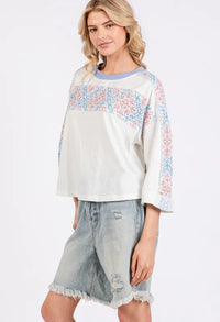 SAGE+FIG Patchwork Breeze Contrast Oversized T-Shirt - Brittney MADE