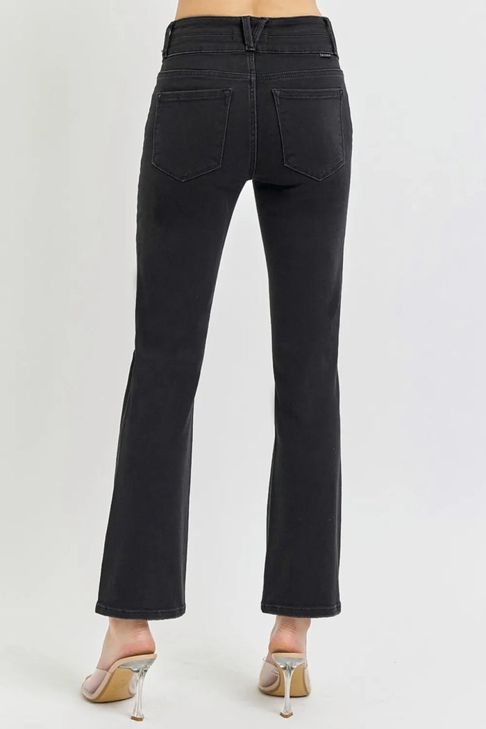 RISEN Full Size High Rise Wide Waistband Ankle Bootcut Jeans - Brittney MADE