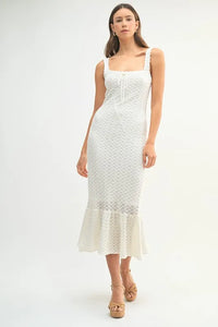 MABLE Ruffled Hem Sleeveless Crochet Knit Midi Dress - Brittney MADE