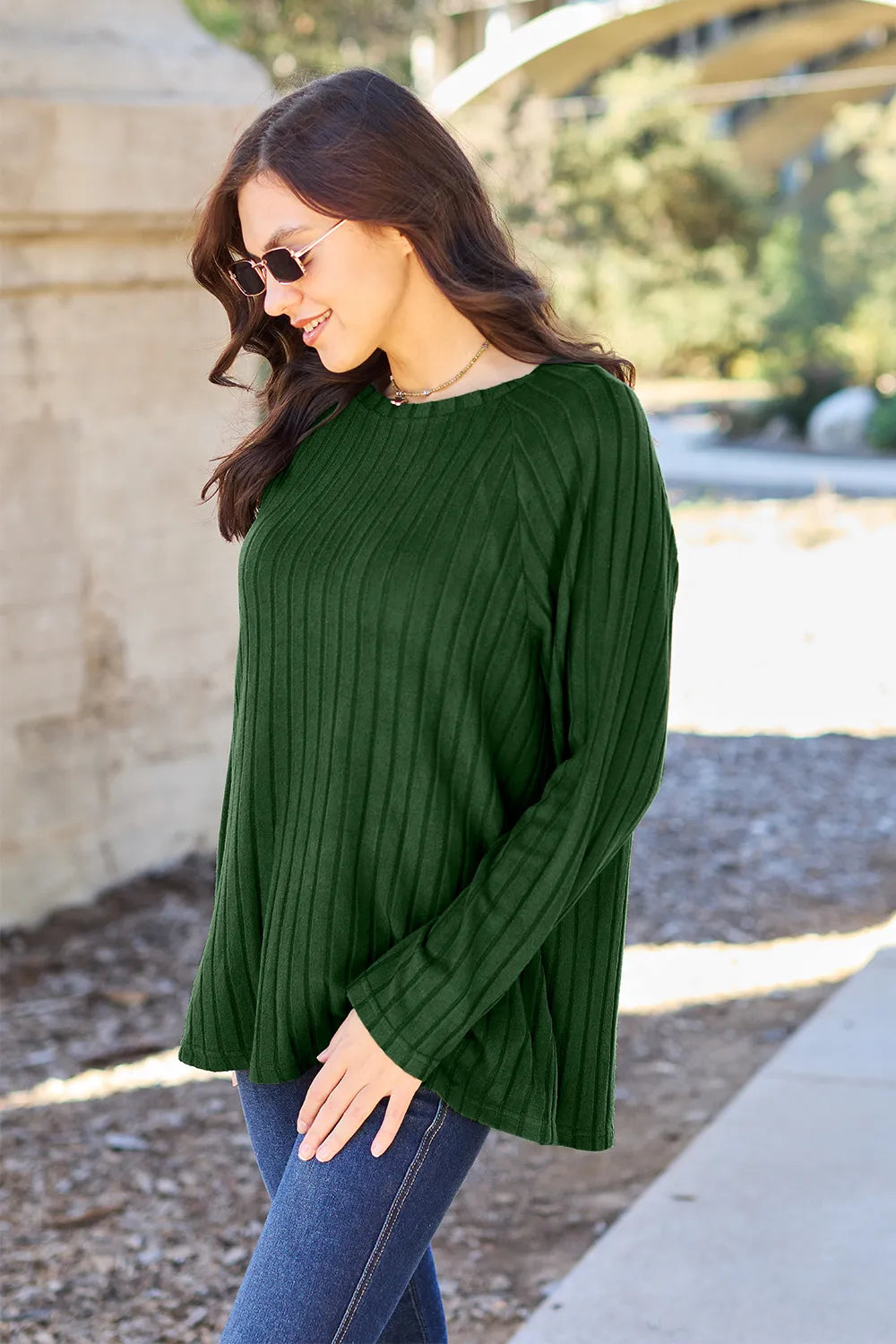 Basic Bae Full Size Ribbed Round Neck Long Sleeve Knit Top - Brittney MADE