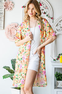 Heimish Full Size Half Sleeve Multi Color Floral Open Cardigan Plus Size - Brittney MADE