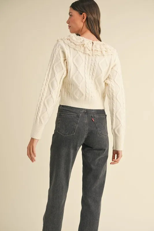 MABLE Ruffled Lace Crochet Sweater - Brittney MADE