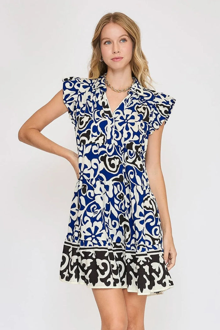Umgee Floral Ruffled Cap Sleeve Tiered Dress - Brittney MADE