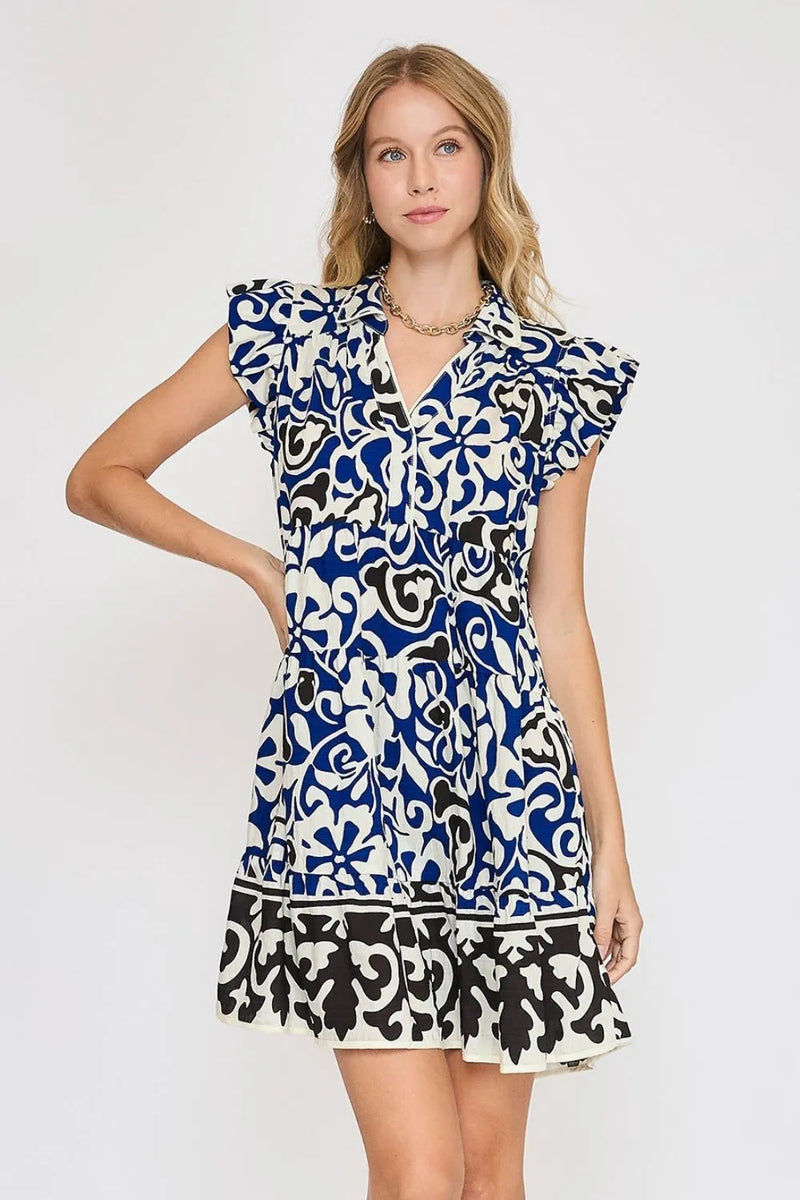 Umgee Floral Ruffled Cap Sleeve Tiered Dress - Brittney MADE