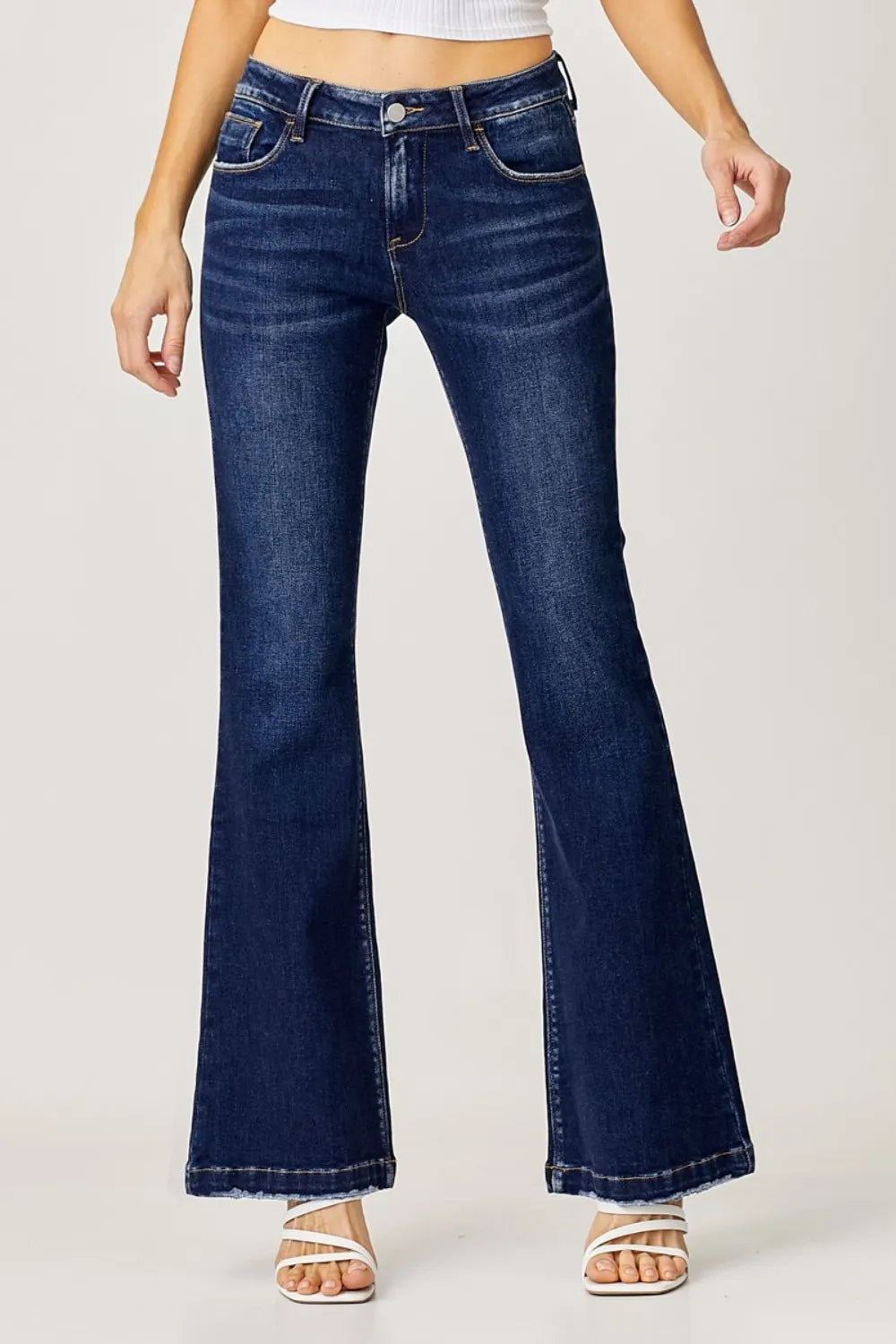 RISEN Full Size Low Rise Flare Jeans - Brittney MADE