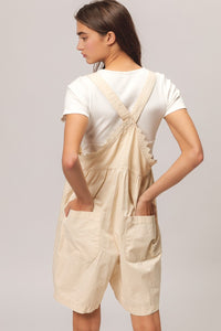 BiBi Back Patch Pocket Lace Trim Rompers - Brittney MADE
