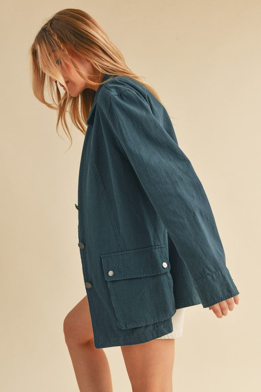 Aemi + Co Seam Detail Button Up Jacket with Pockets - Brittney MADE