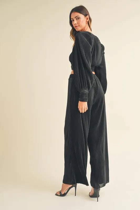 MABLE Front Twisted Long Sleeve Top and Pants Set - Brittney MADE