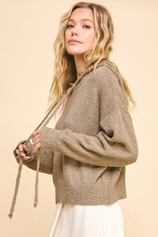 Davi & Dani Drop Shoulder Long Sleeve Hooded Sweater - Brittney MADE