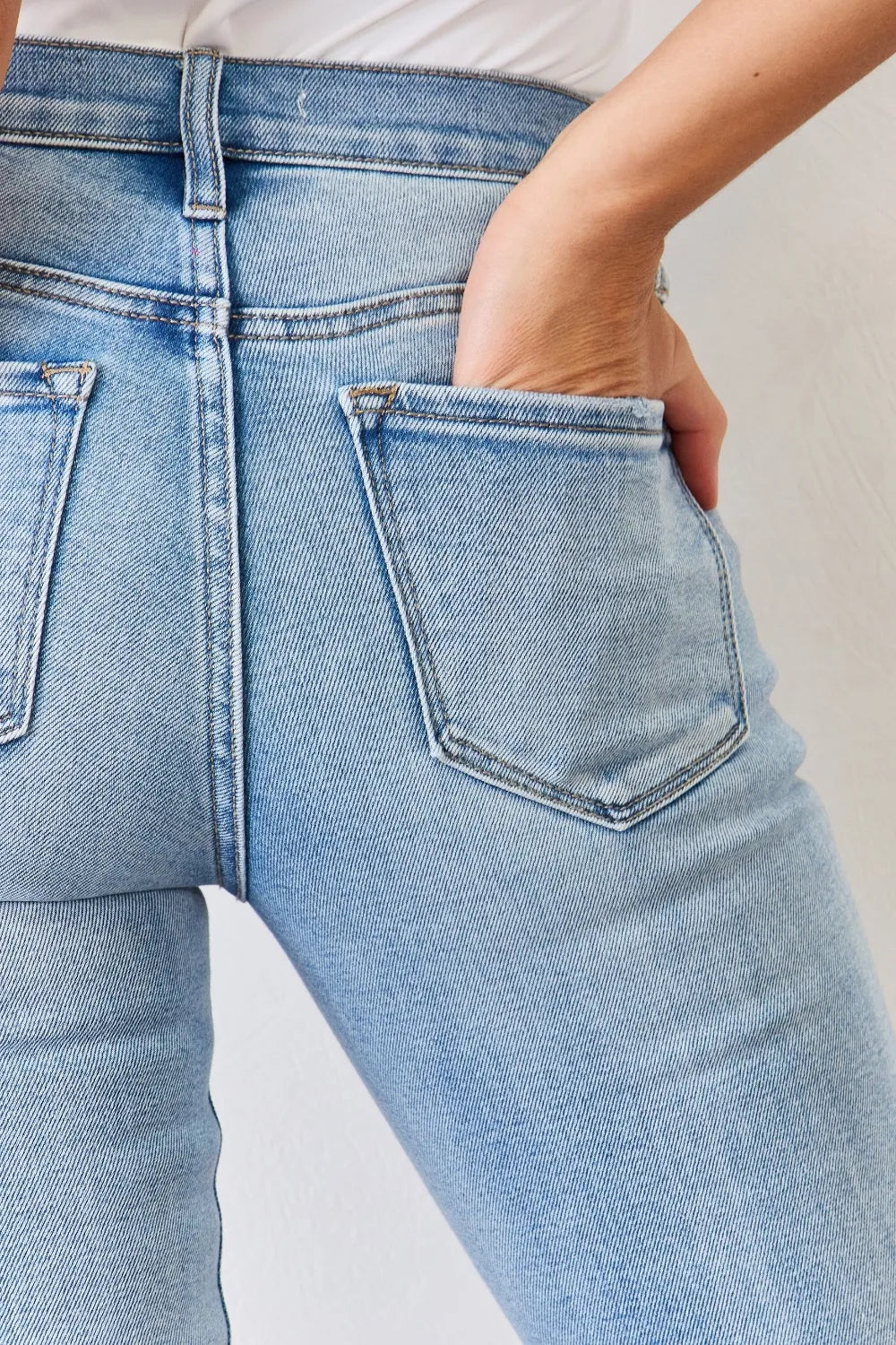 Kancan Full Size Mid Rise Y2K Slit Bootcut Jeans - Brittney MADE