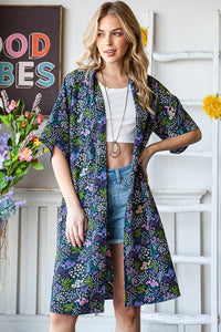 Heimish Full Size Half Sleeve Floral Open Cardigan Plus Size - Brittney MADE