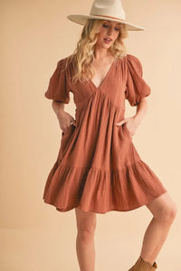 Aemi+Co Tied Back Ruffled Short Sleeve Mini Dress - Brittney MADE