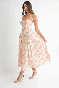 MABLE Sweetheart Neckline Floral Printed Midi Dress - Brittney MADE