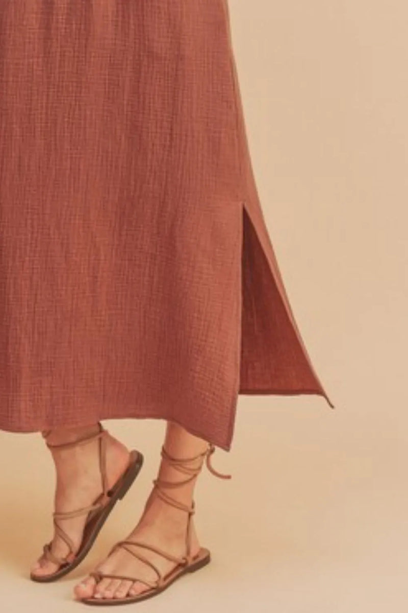 Aemi + Co Side Slit Round Neck Sleeveless Tank Dress - Brittney MADE