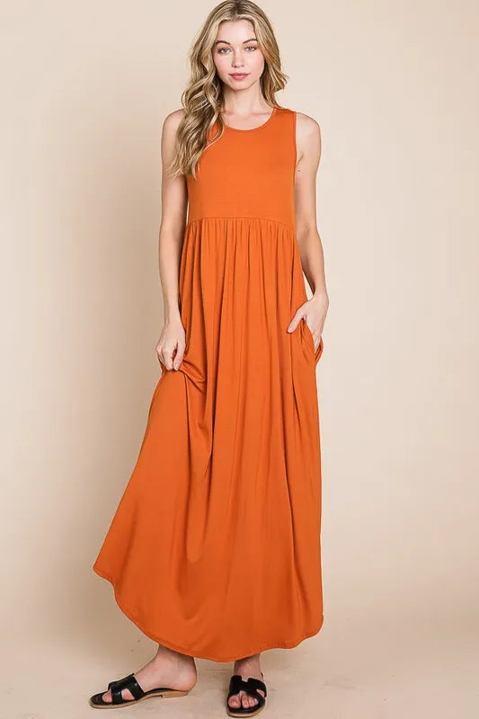 BOMBOM Sleeveless Maxi Dress with Pockets - Brittney MADE