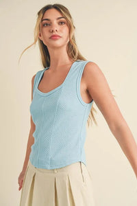 Aemi + Co Exposed Seam Ribbed Wide Strap Tank - Brittney MADE